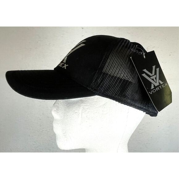 VORTEX Mens Logo Black Baseball Cap Trucker Hat Mesh Back Snapback OSFM - Picture 5 of 8